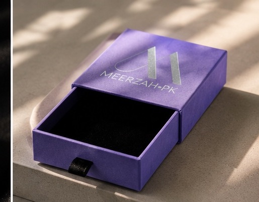 Meerzah.pk violet drawer box open in daylight