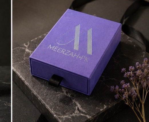 Meerzah.pk violet box on dark marble