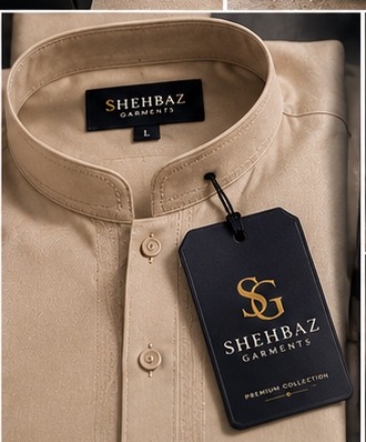 Shehbaz Garments hang tag on kameez collar